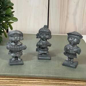 Lot of 3 Royal Pewter Miniature Christmas Carolers